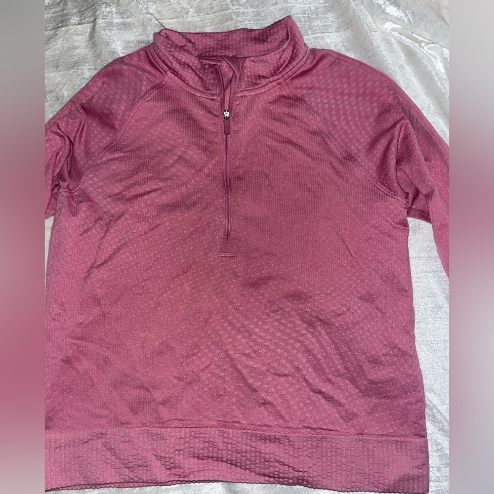 Lululemon Restless Half zip pull over, Pink, Size 6
